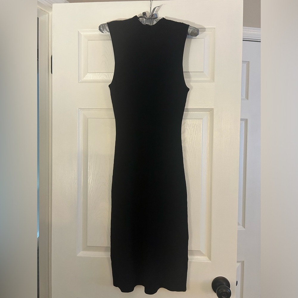 Black mock neck ribbed dress. NWT